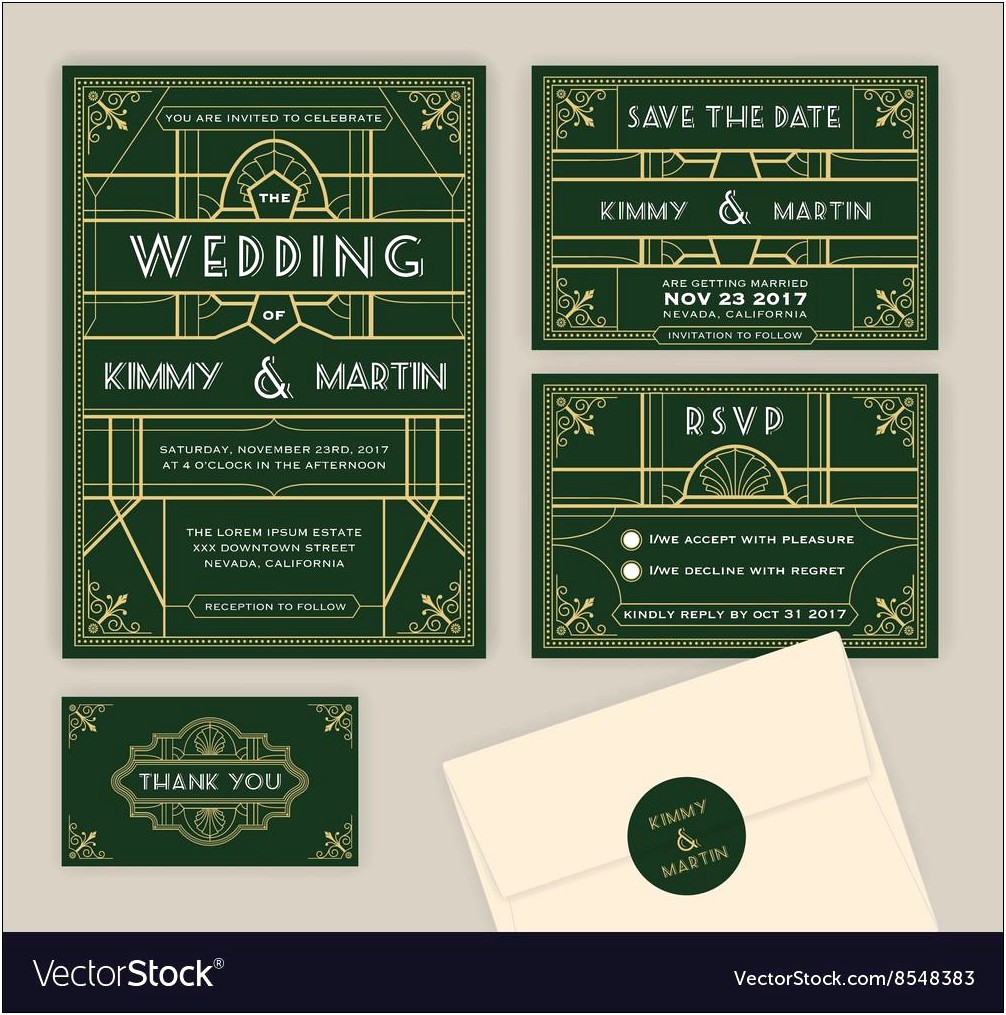 Art Deco Wedding Invitation Template Free