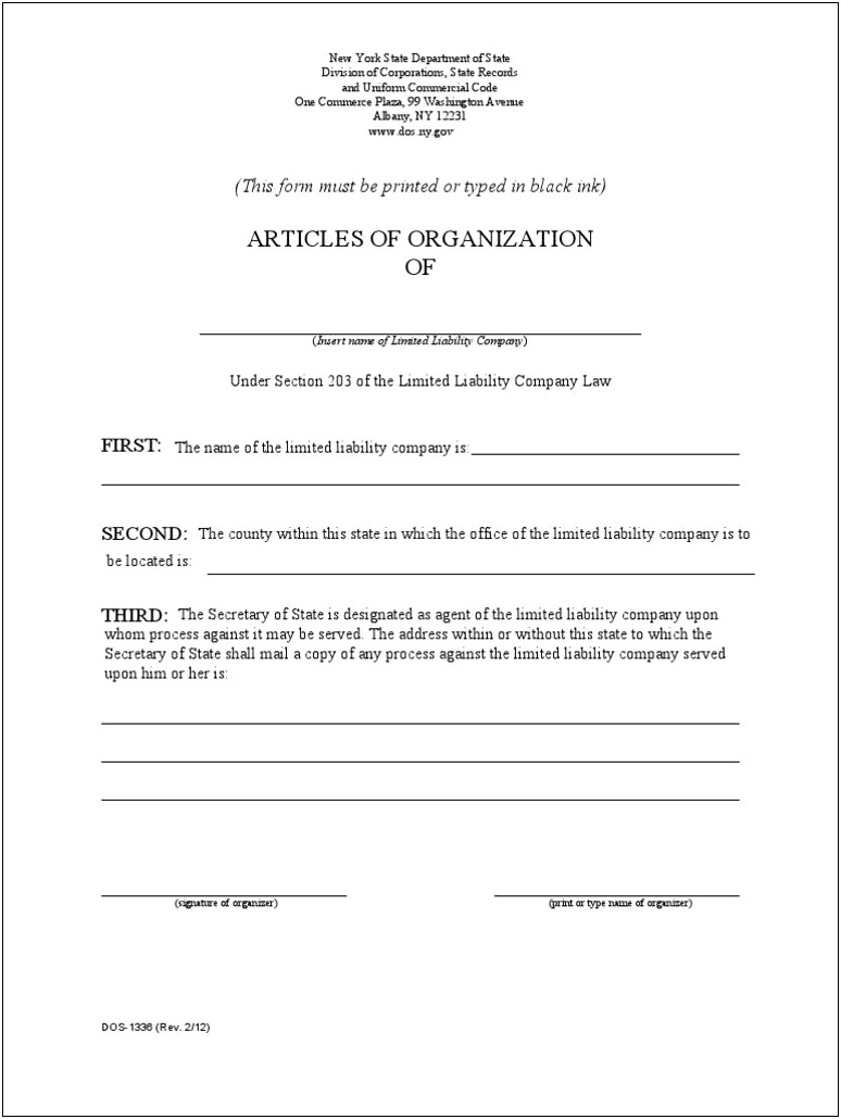 Article 2 Article Of Organization Free Template