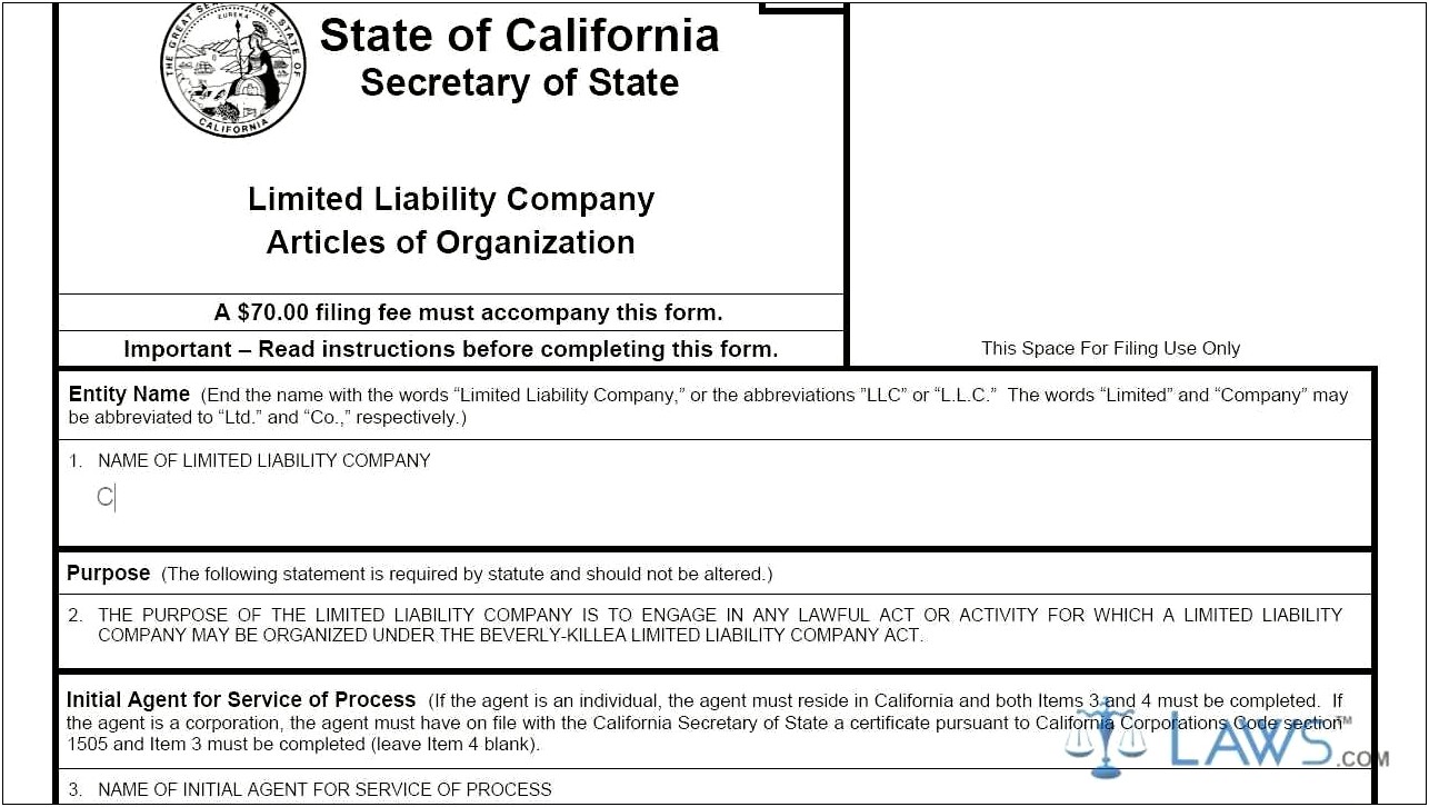 Articles Of Organization California Template Free