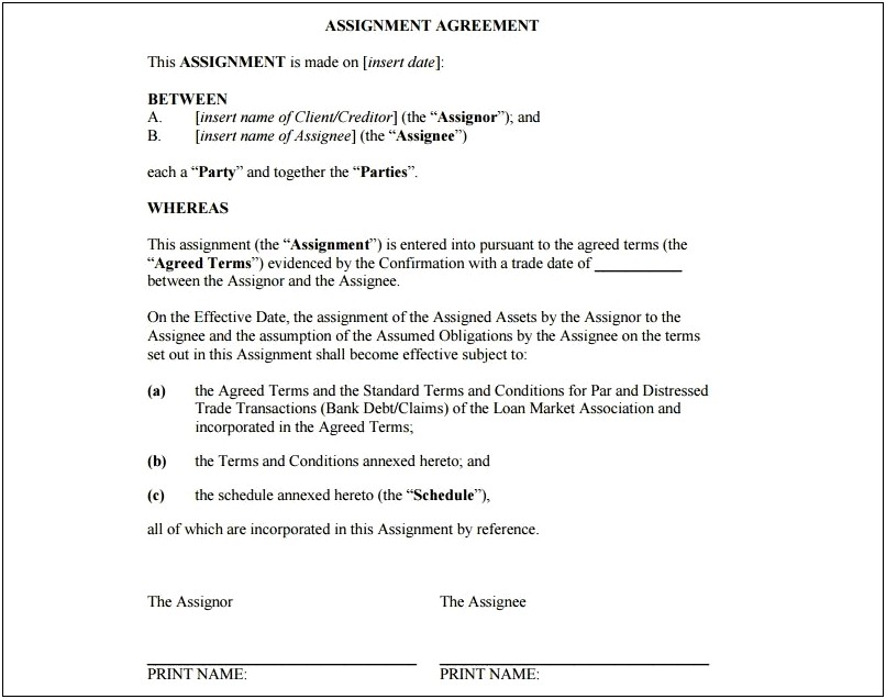Assignment And Assumption Of Contract Free Template