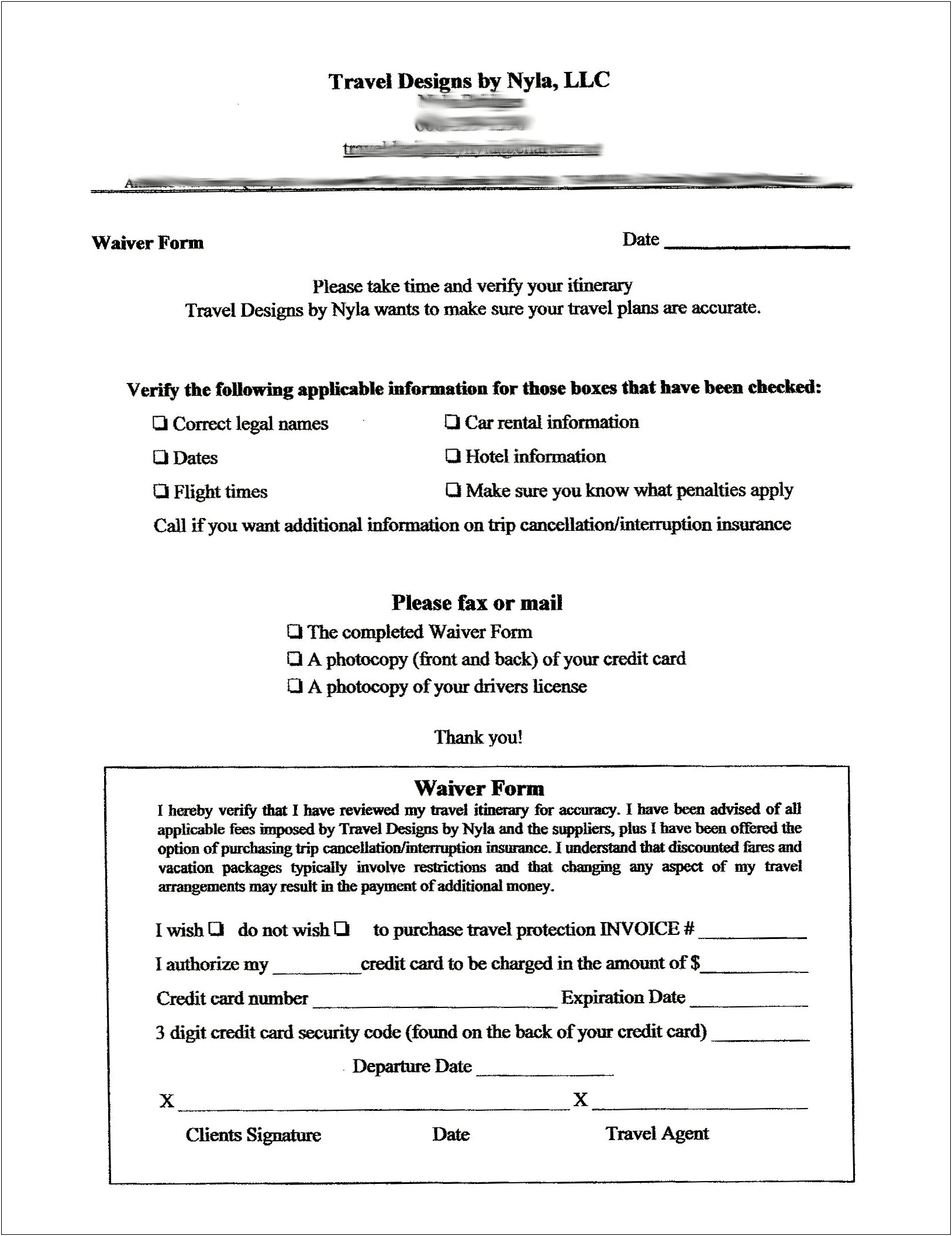 Automobile Release Liability Form Free Template