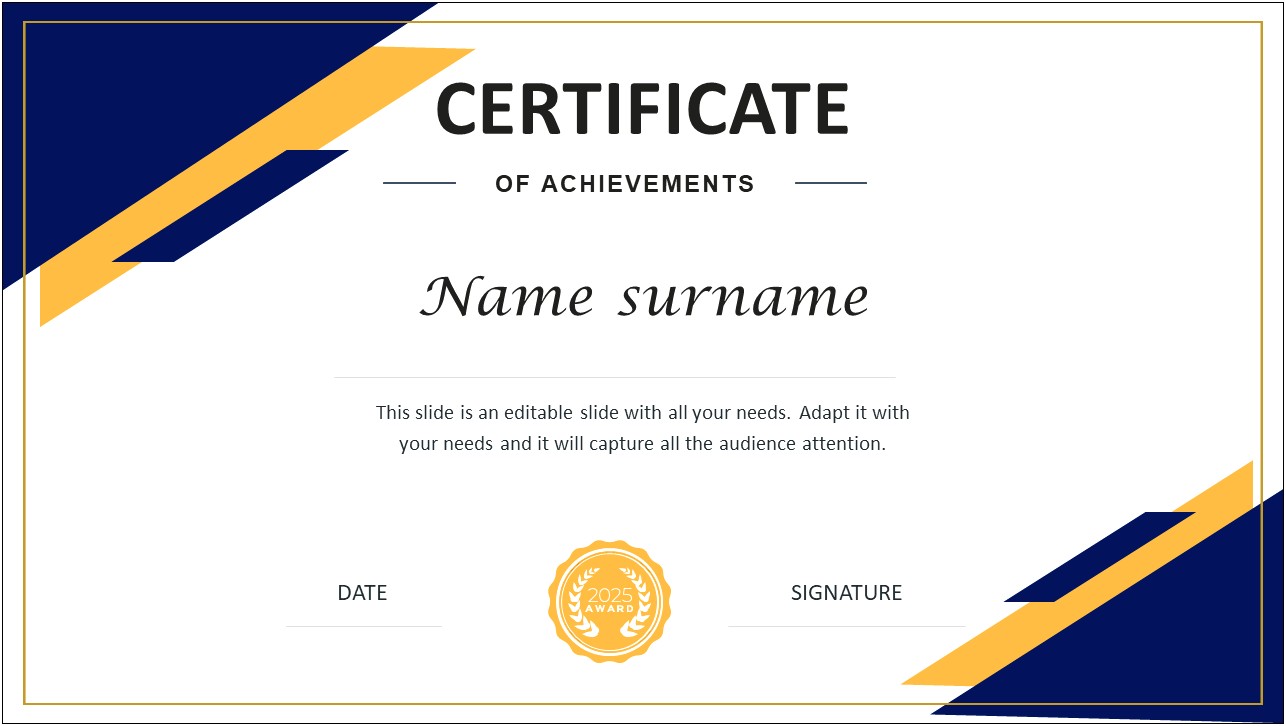 Award Certificate Template Ppt Free Download