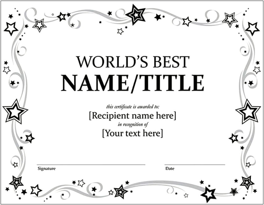 Award Certificate Template Word Free Download