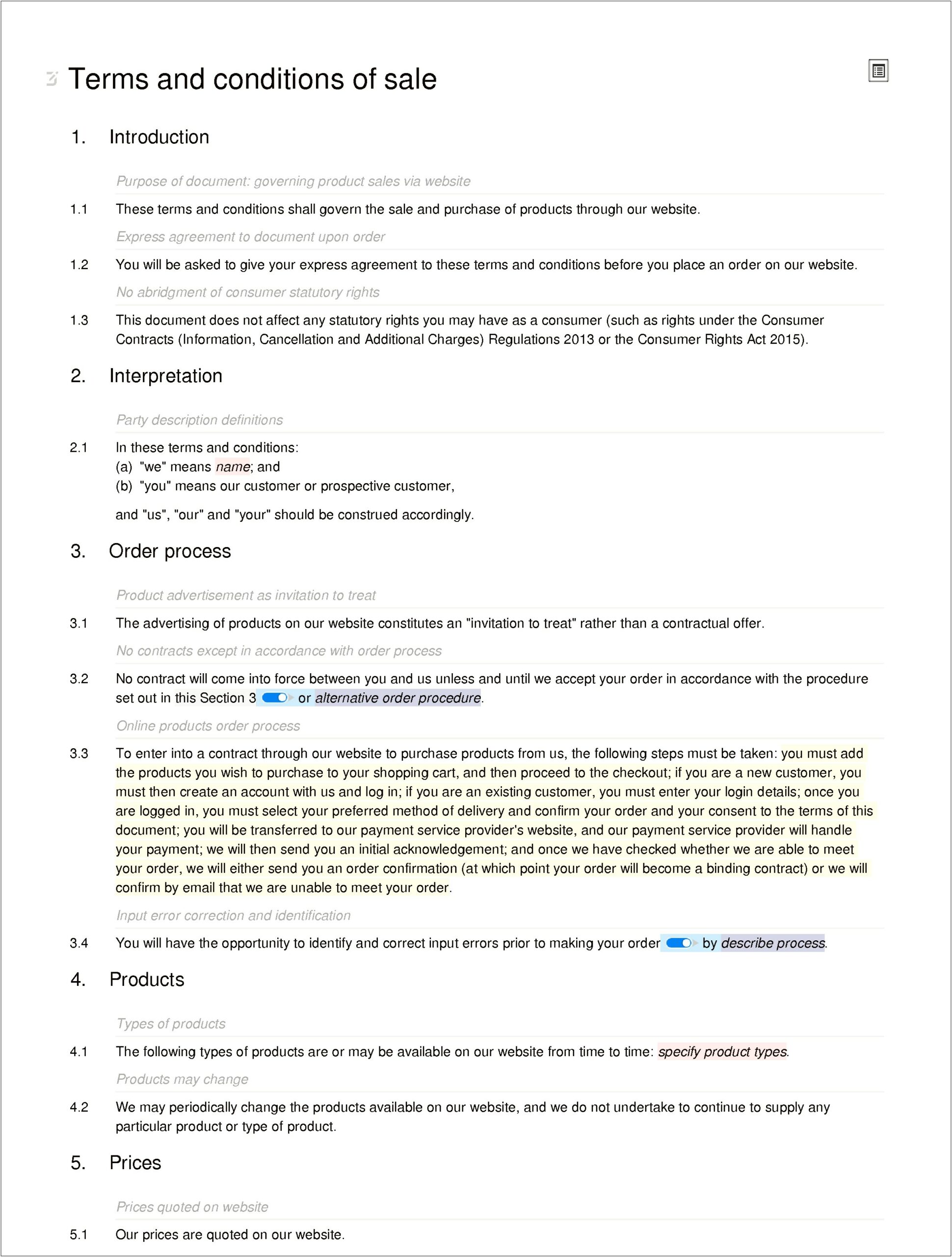 B2b Terms And Conditions Template Free