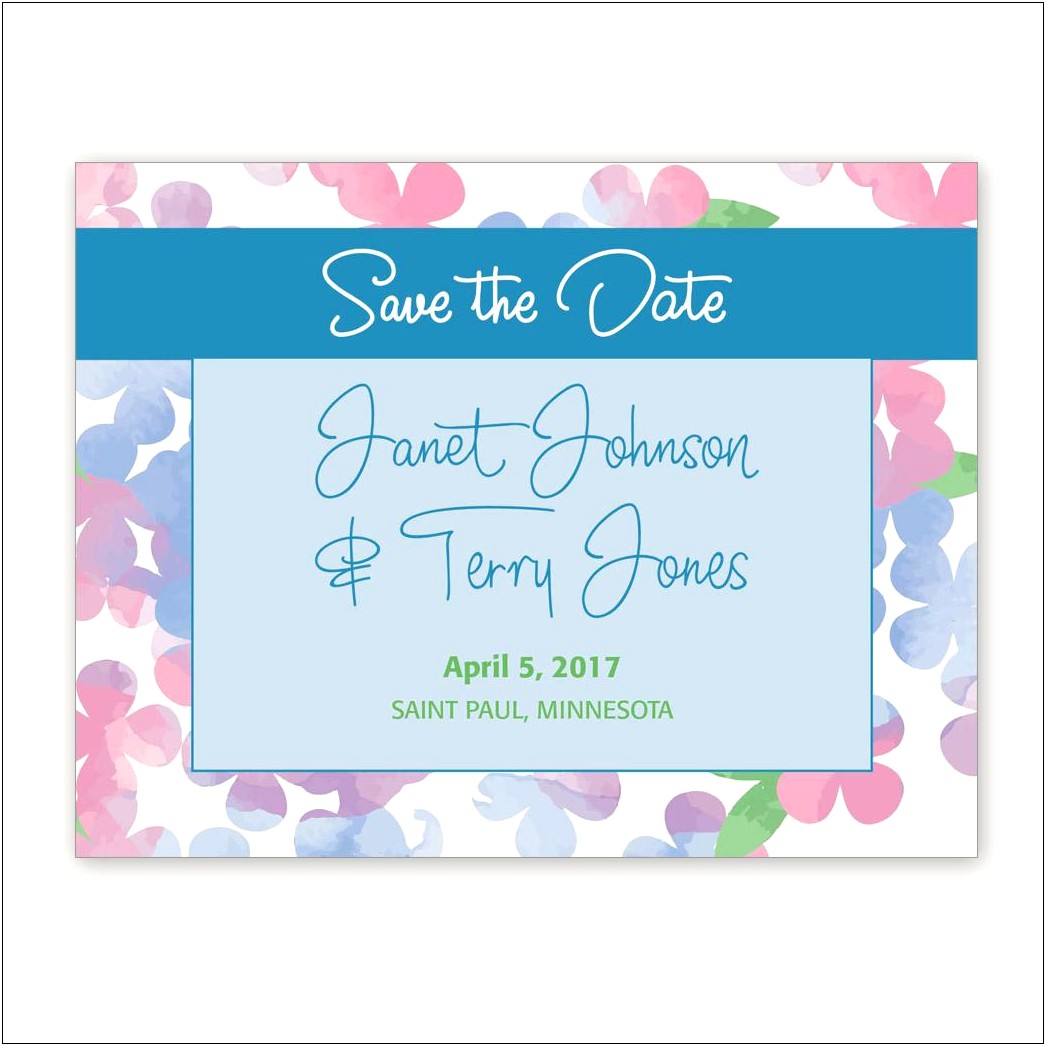 Baby Blue And Pink Wedding Invitations