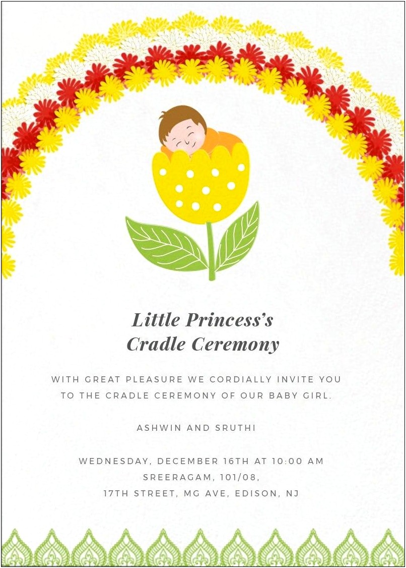 Baby Naming Ceremony Invitation Card Template Free Download