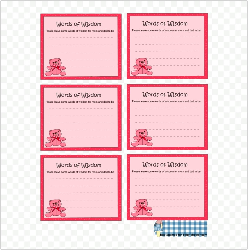 Baby Shower Advice Card Template Free