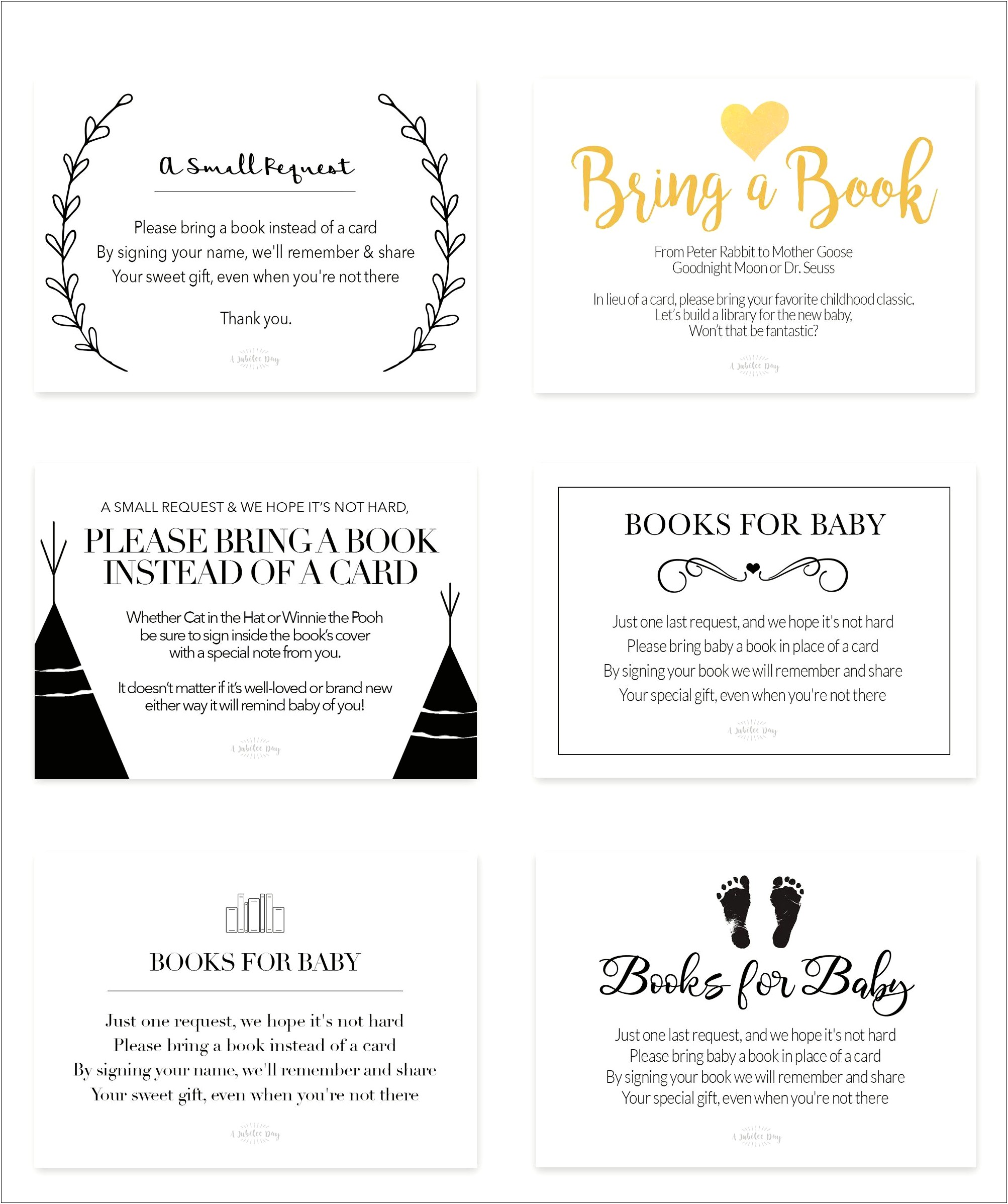 Baby Shower Book Instead Of Card Template Free