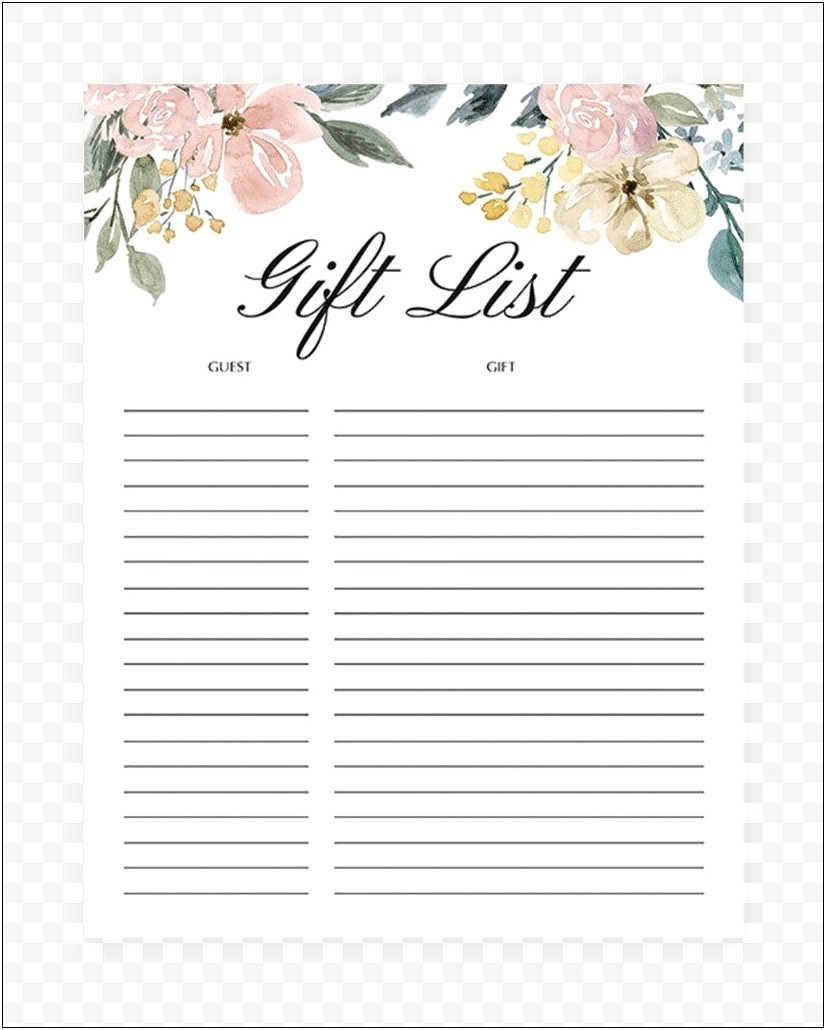 Baby Shower Gift Tracker Template Free