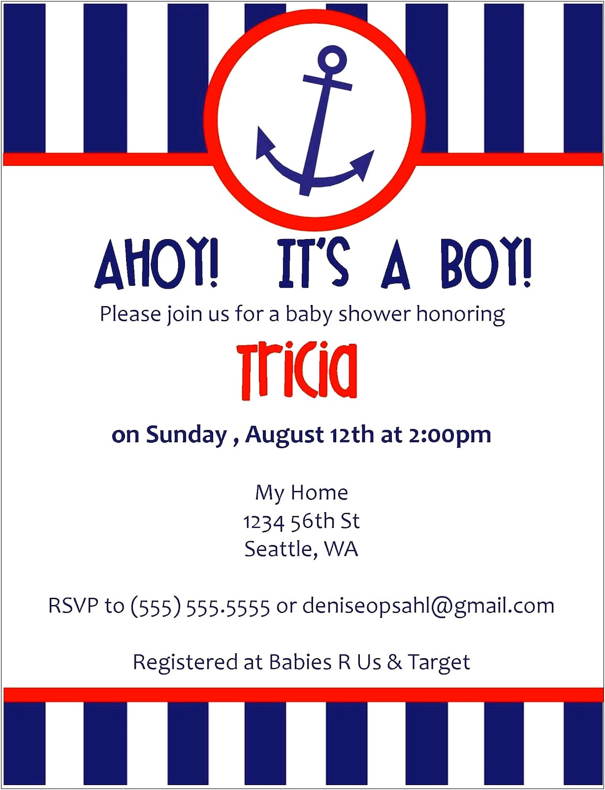 Baby Shower Nautical Theme Free Templates Blank