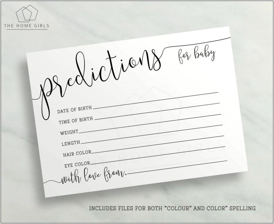 Baby Shower Prediction Cards Template Free