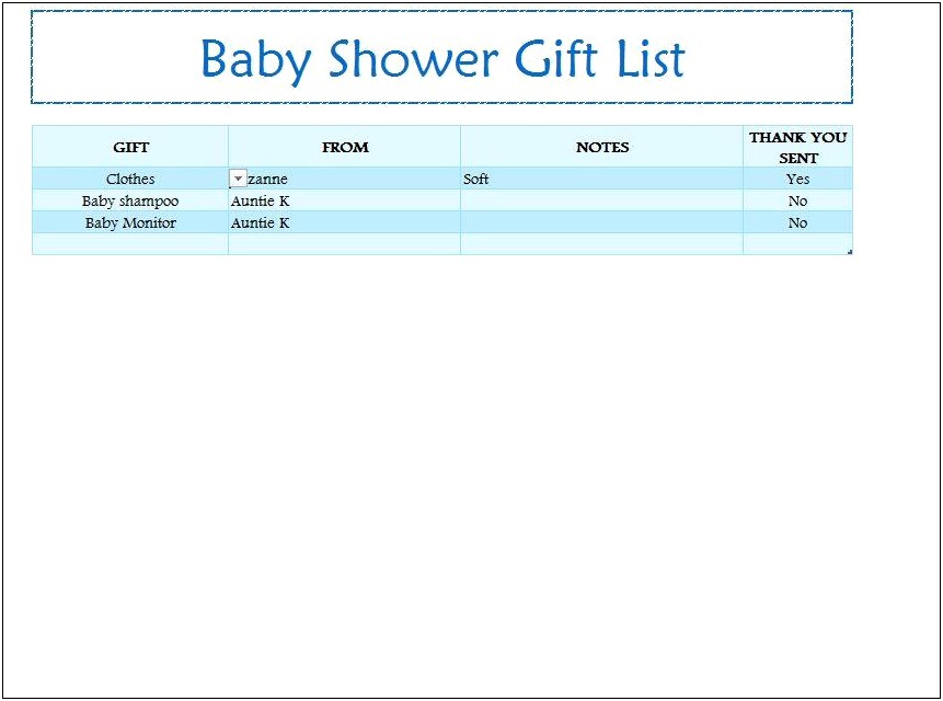 Baby Shower Wish List Template Free