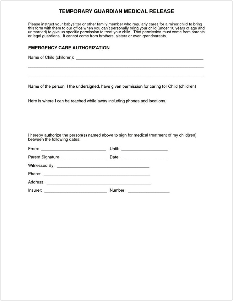Babysitter Medical Consent Form Template Free