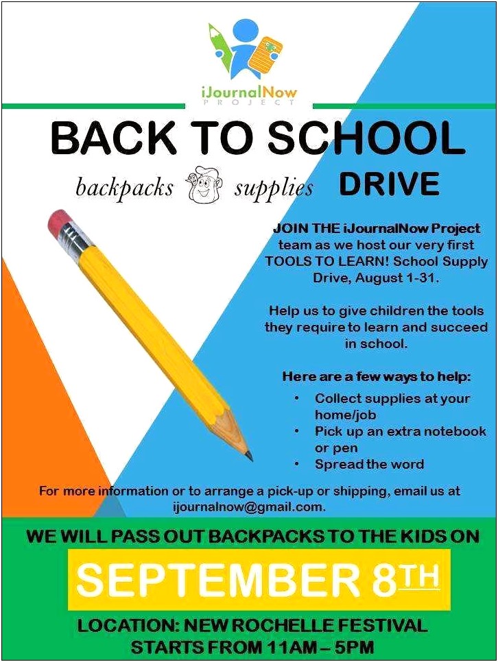 Back To School Supply Drive Flyer Template Free