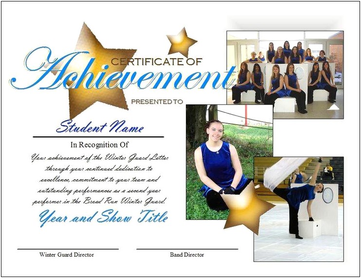 Band Director's Award Certificate Templates Free