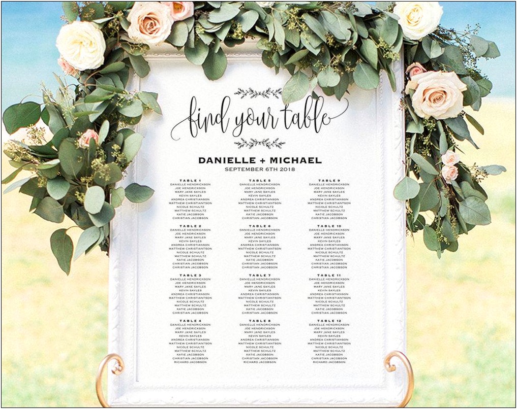 Baptism Seating Chart Template Free Print Out