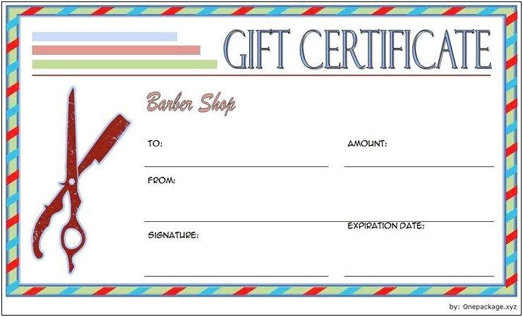 Barber Shop Gift Certificate Template Free