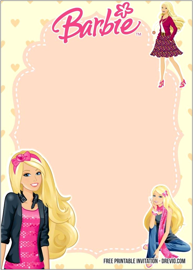 Barbie Birthday Invitation Template Free Download