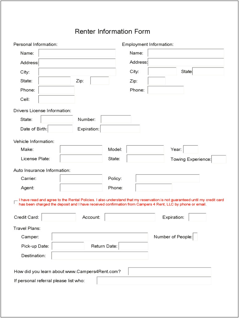 Basic Customer Information Form Template Word Free