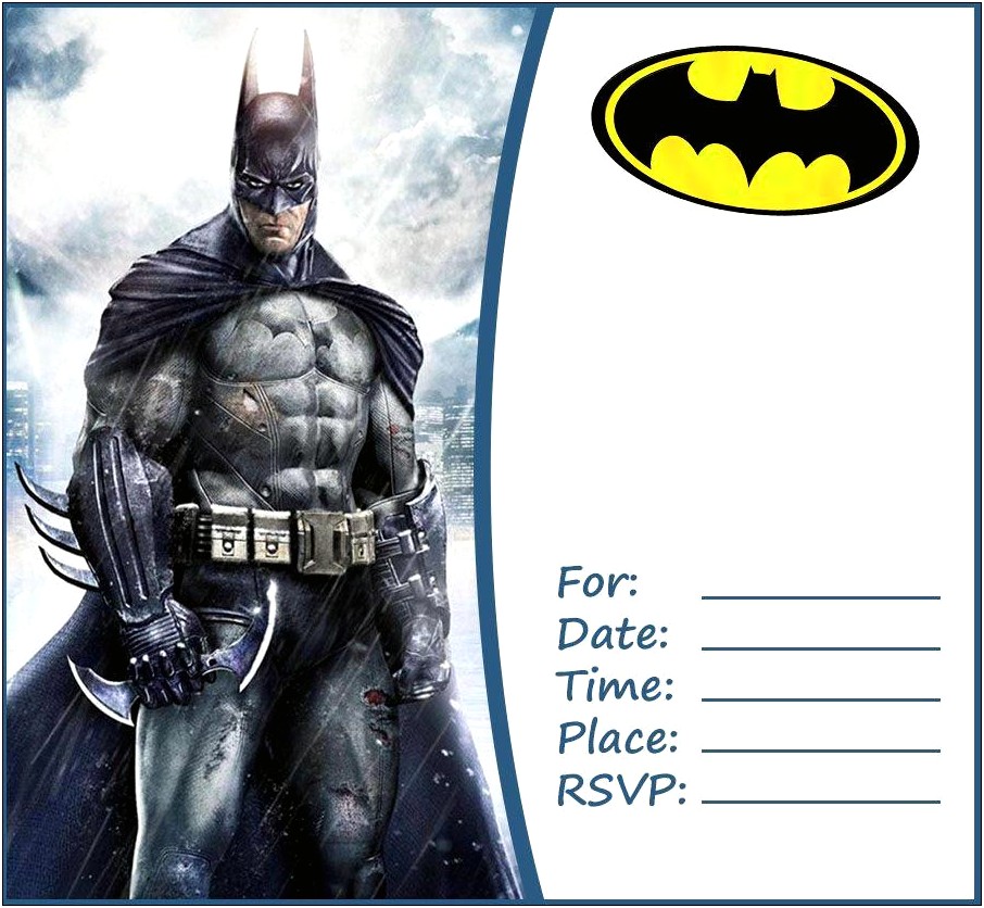 Batman Birthday Party Invitation Template Free