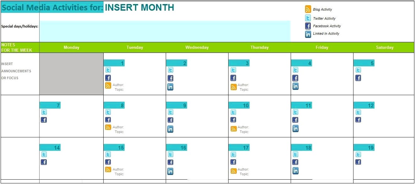 Best Free Social Media Content Calendar Template
