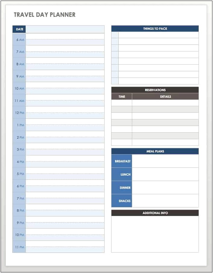 Best Free Template For Daily Vacation Itinerary