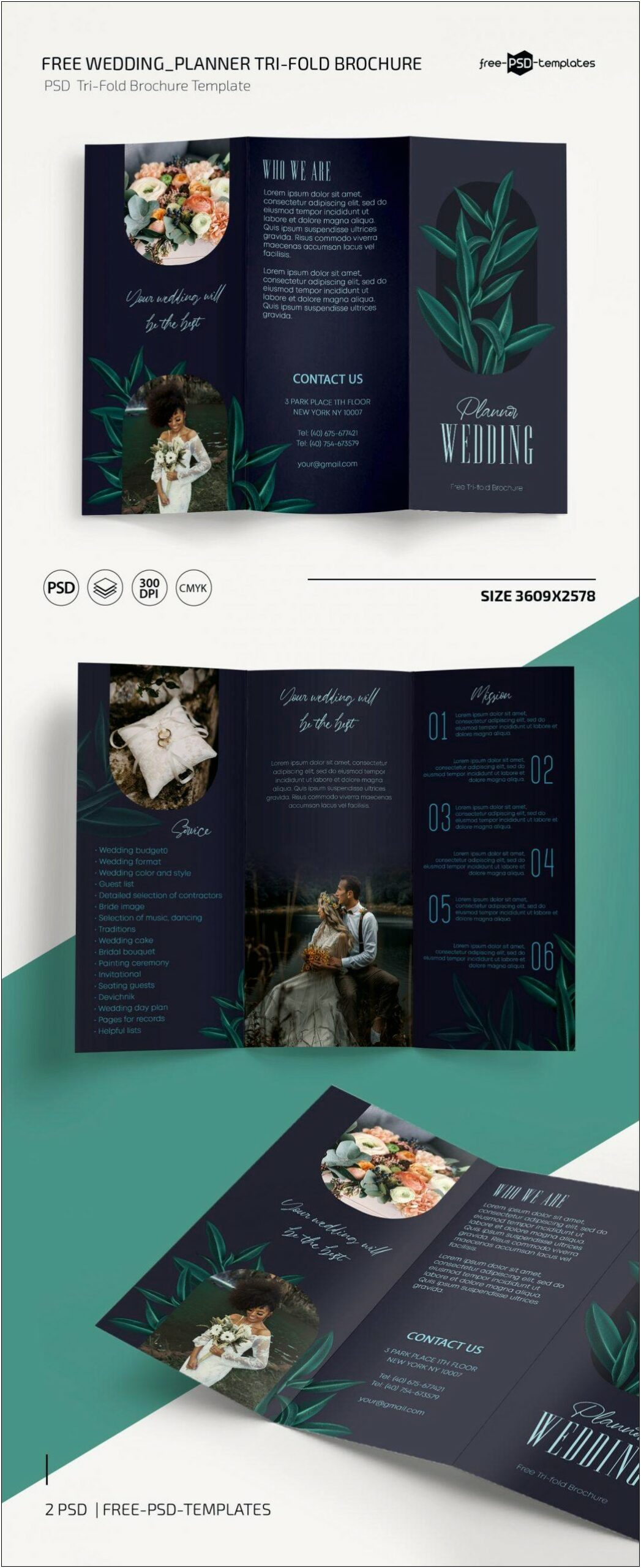 Bi Fold Brochure Template Psd Free Download Wedding