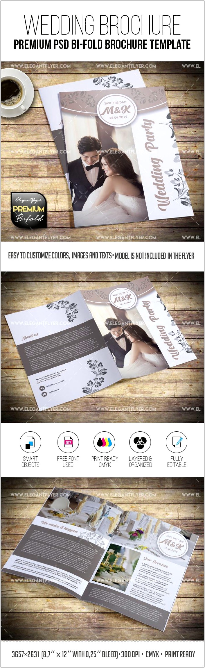 Bi Fold Brochure Template Psd Free Wedding