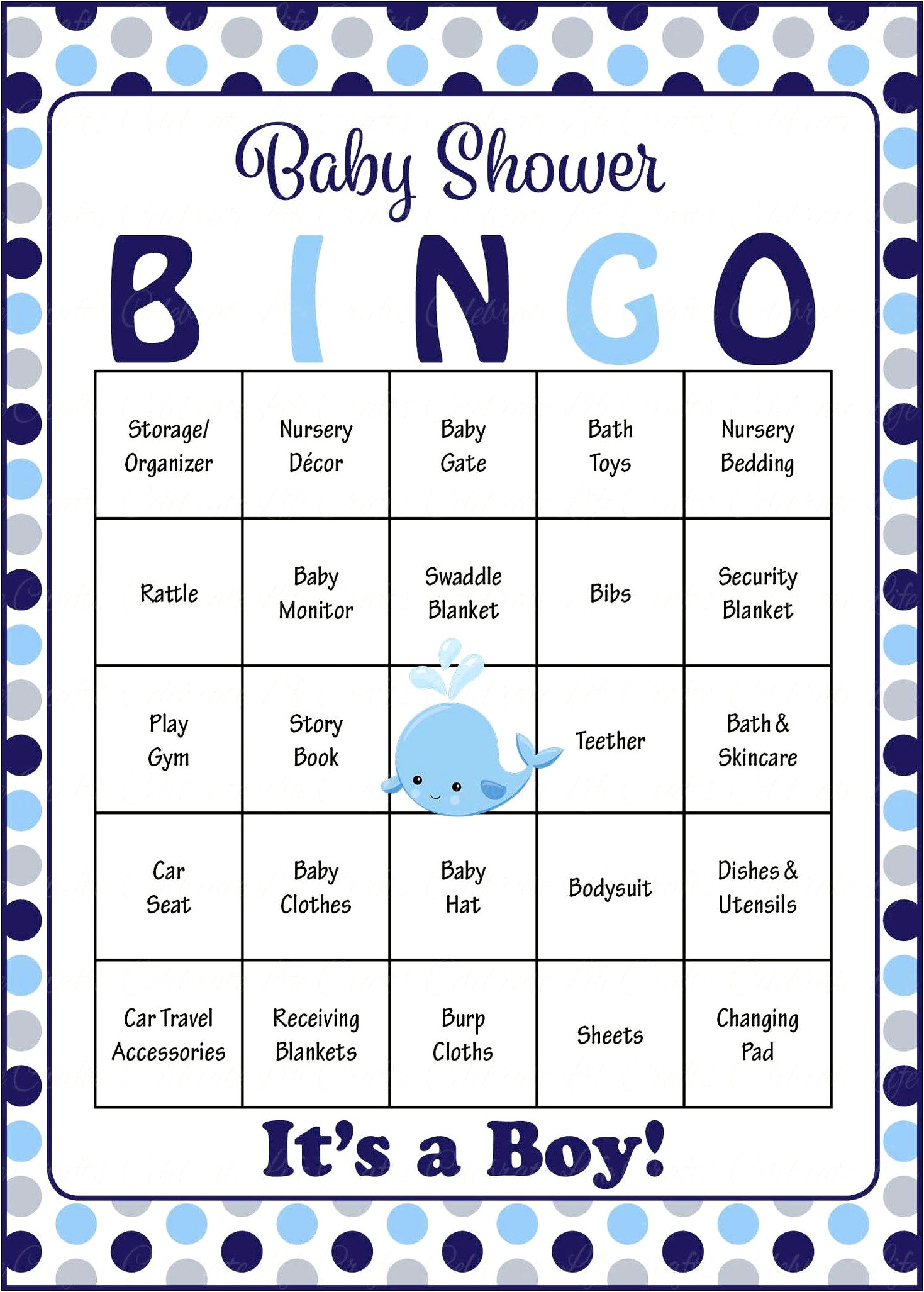 Bingo Baby Shower Card Template Free