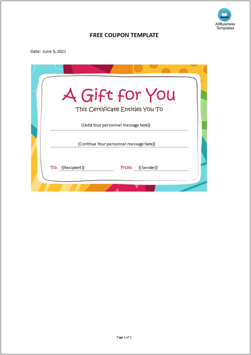  Birthday Coupon Gift Template Free Printable Templates Resume 