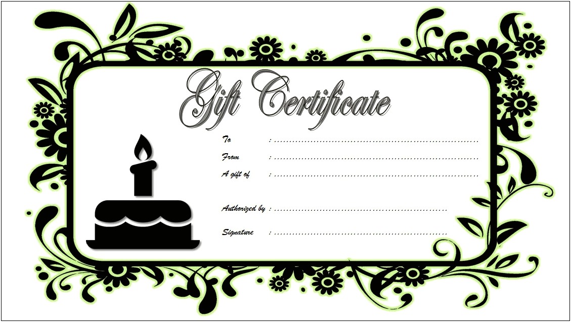Birthday Gift Certificate Template Free Black And White