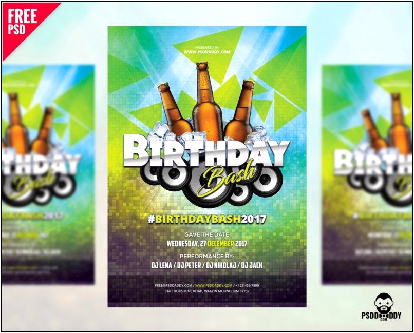 Birthday Party Invitation Flyer Template Free