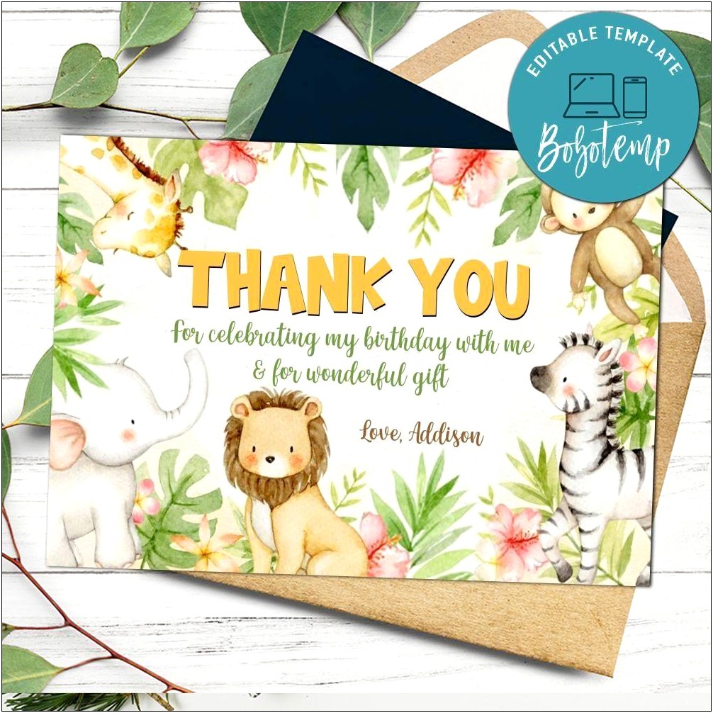 Birthday Thank You Card Template Free