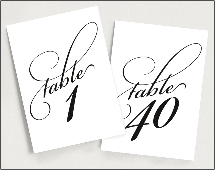 Black And White Table Numbers Free Template