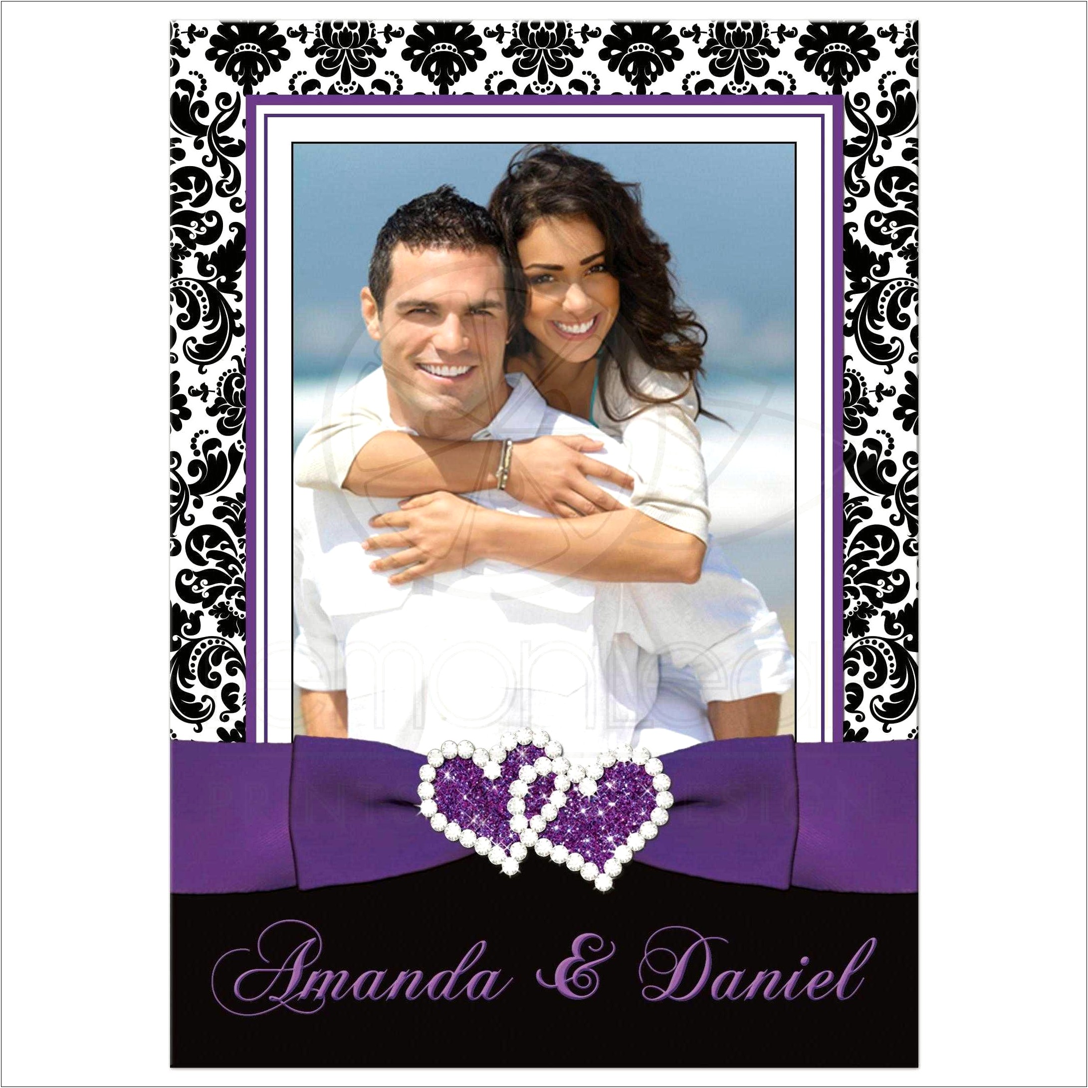 Black Purple And White Wedding Invitations