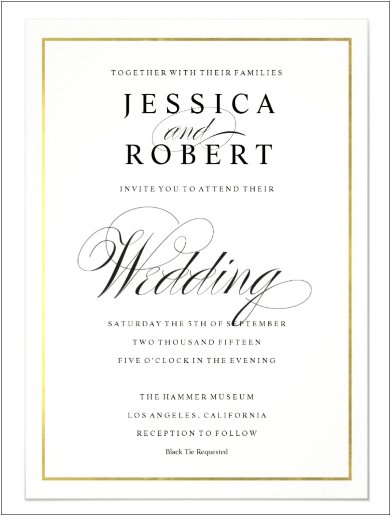 Black Tie Wording On Wedding Invitation