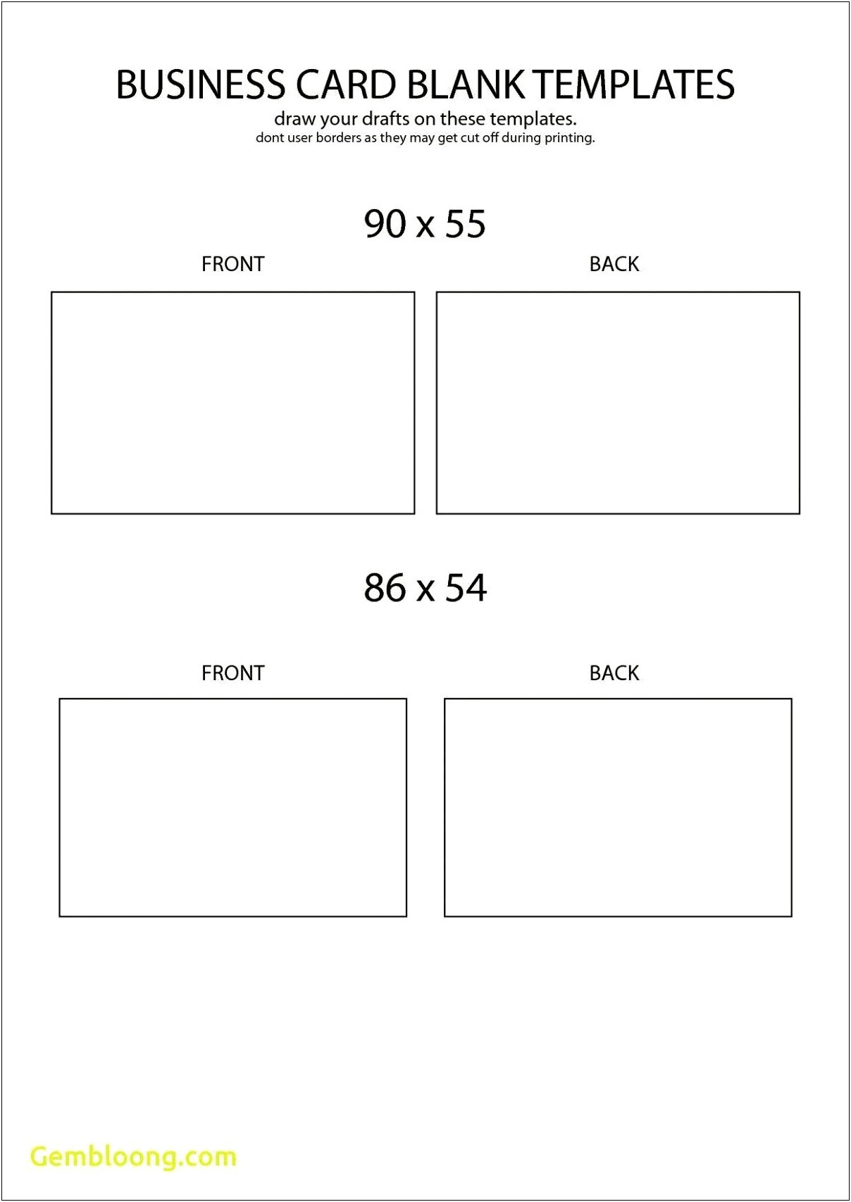 Blank Business Card Template Word Free