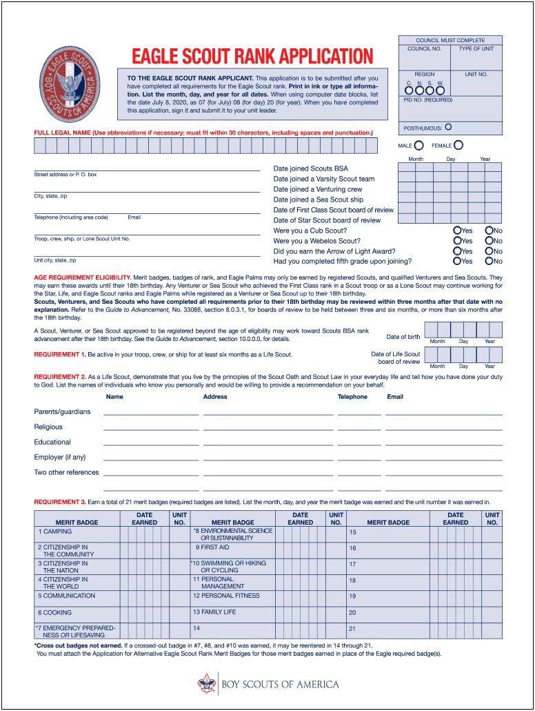 Blank Eagle Scout Cards Templates Free Download