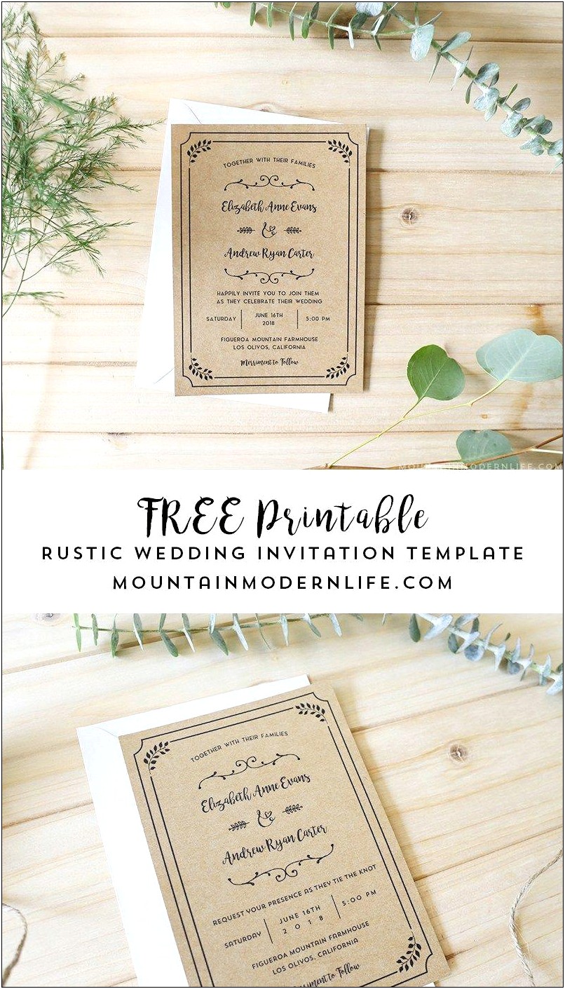 Blank Free Printable Rustic Wedding Invitations