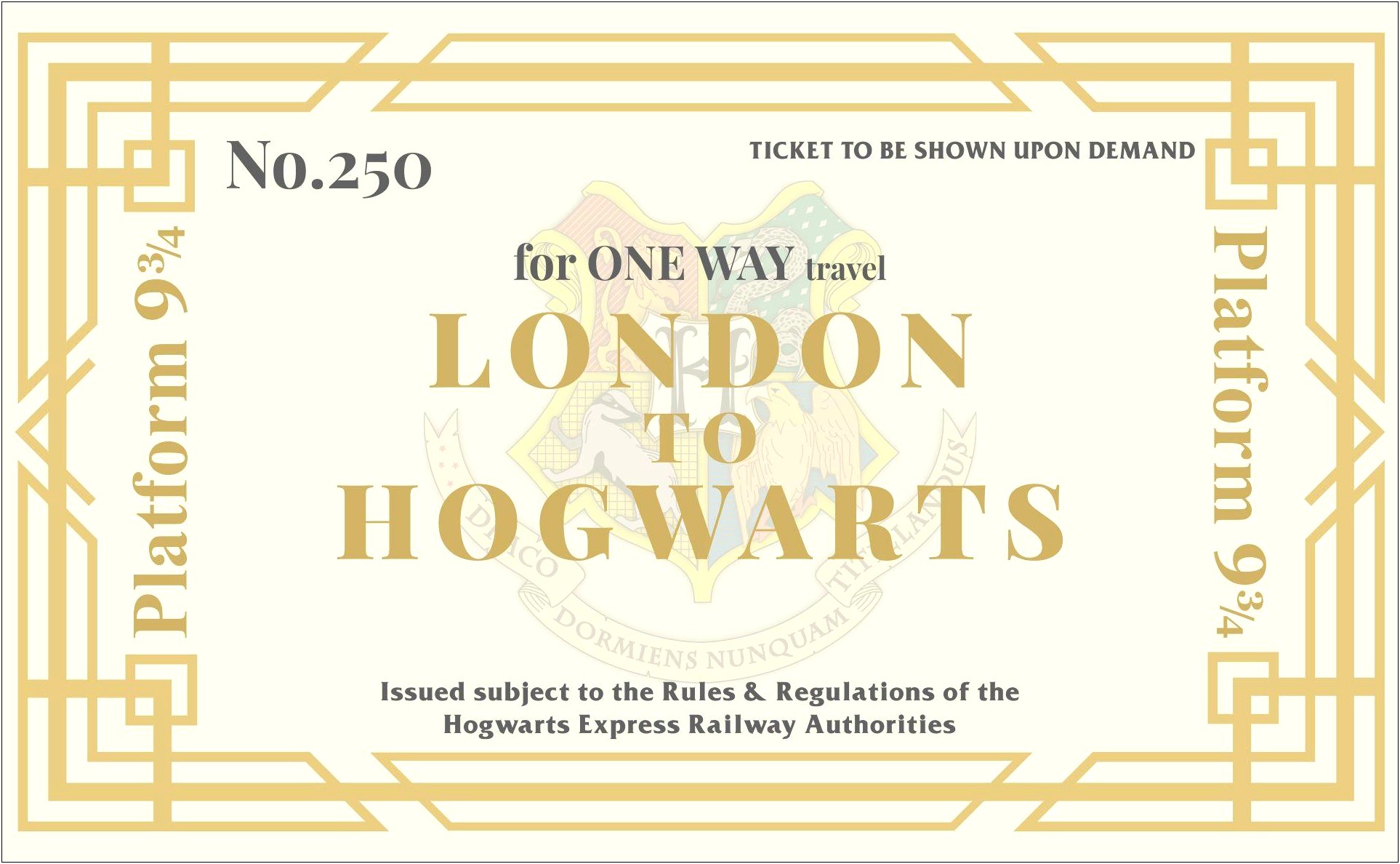Blank Hogwarts Express Ticket Template Free