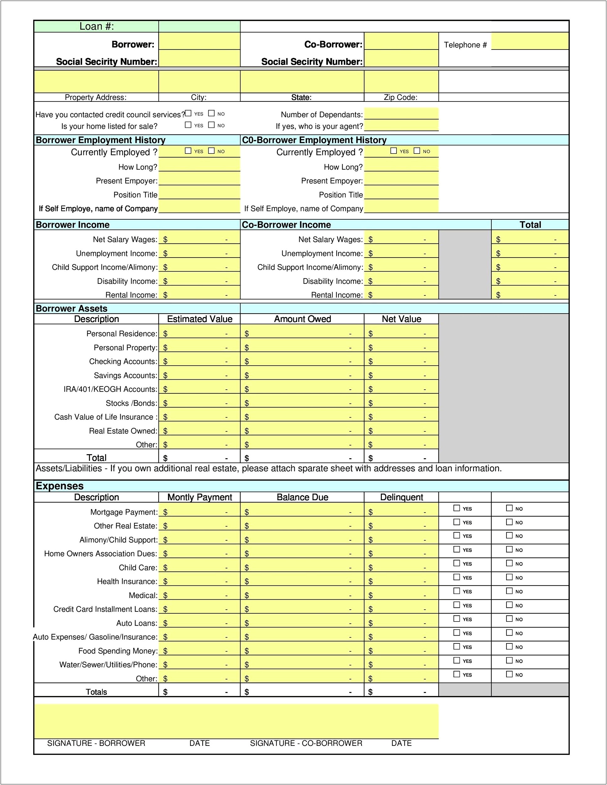 Blank Personal Financial Statement Template Free