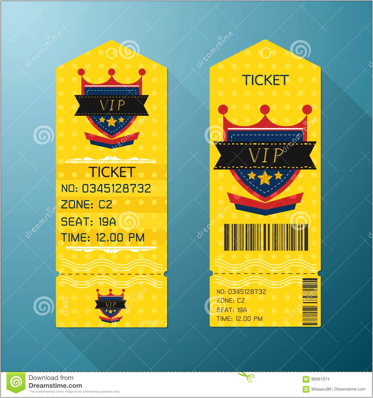 Blue And Gold Vip Ticket Template Free