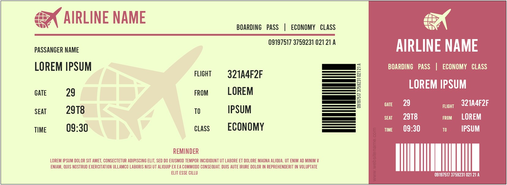 Boarding Pass Template Free Download Word