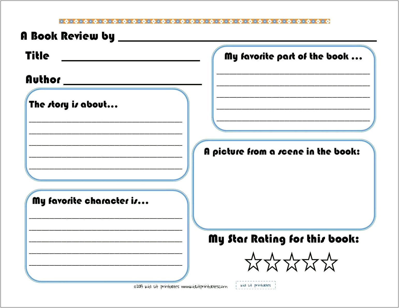 Book Report Template For Fictional Books Free Printable