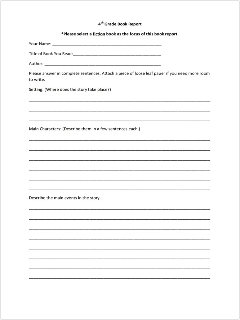 Book Report Templates Printable And Free