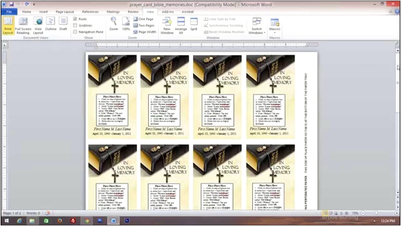 Bookmark Template For Prayer In Microsoft Word Free