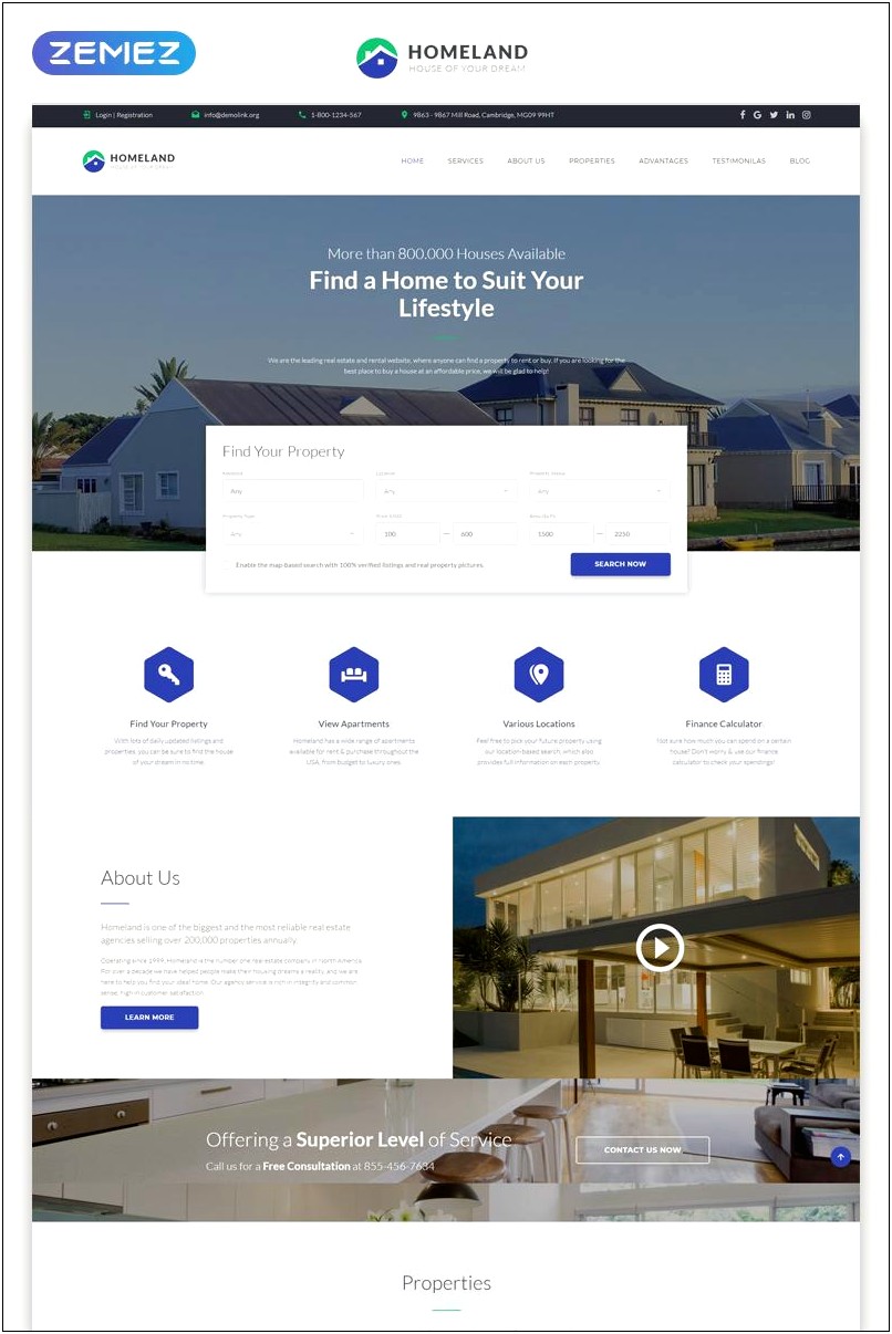 Bootstrap 4 Real Estate Agent Template Free