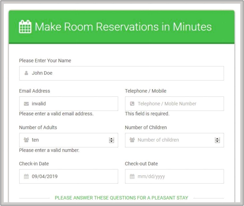 Bootstrap Booking Form Template Free Download