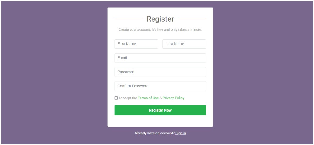 Bootstrap Html Css Registration Form Template Free