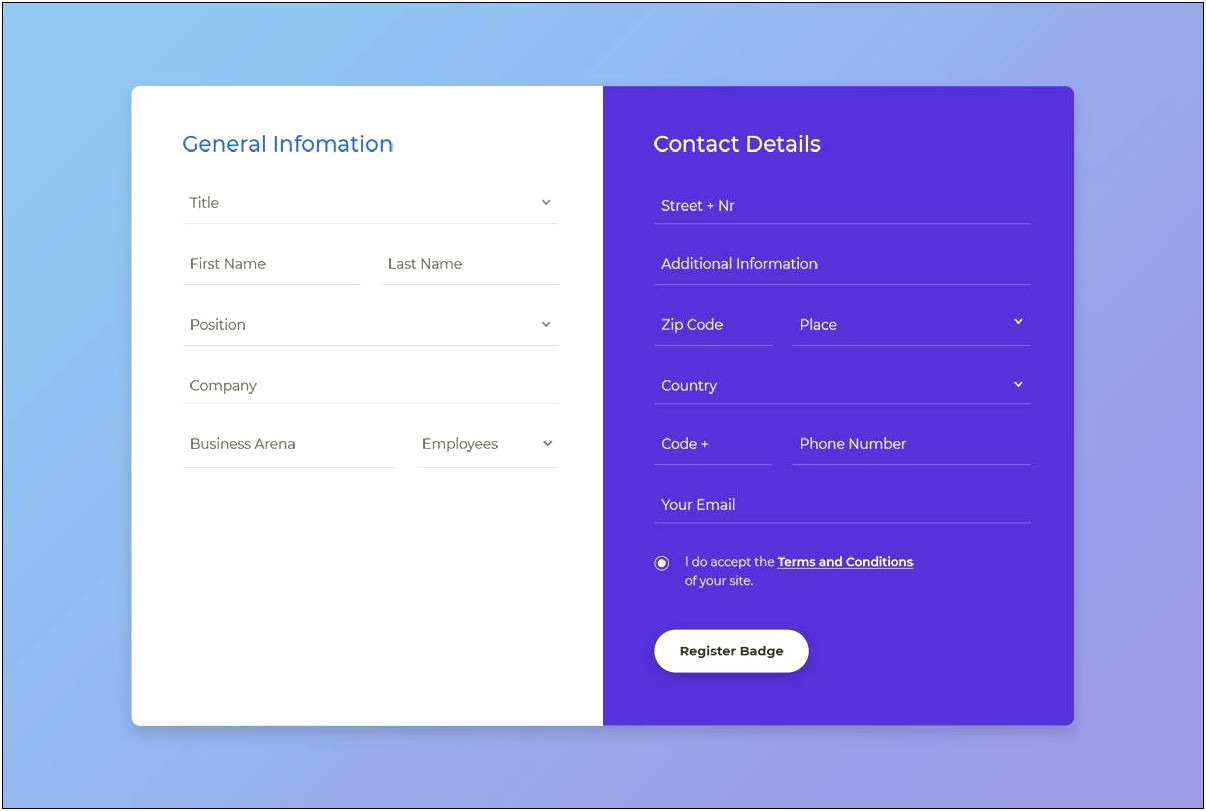 Bootstrap Html Form Template Free Download